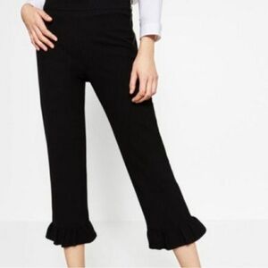 Zara Black Ruffle Hem Crop Pants